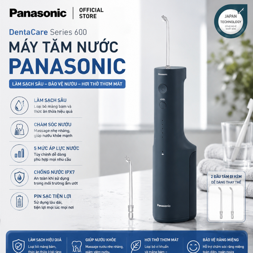 Máy Tăm Nước Panasonic EW1511/ DJ67 / DJ66 / DJ27 / DJ26, Nhập Đức, BH 12 Tháng