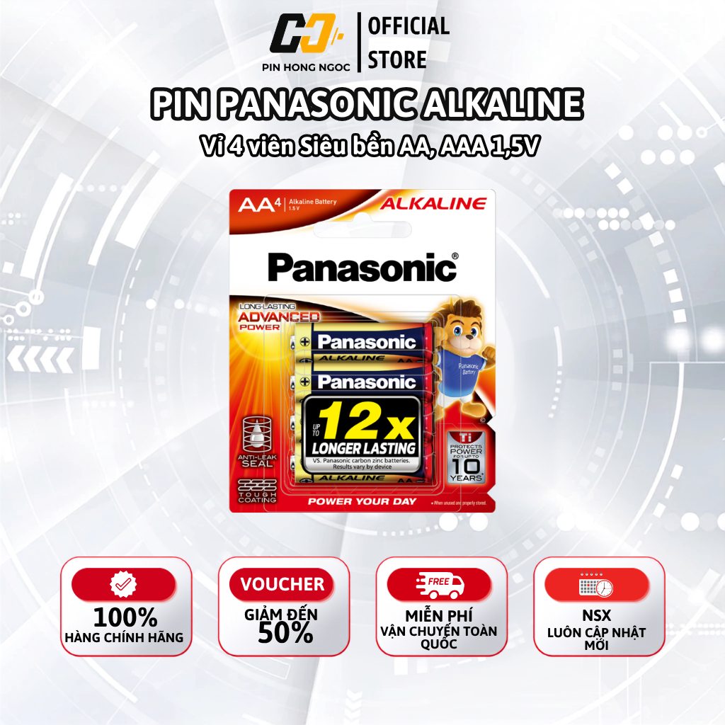 Vỉ 4 Viên Pin Panasonic Alkaline AA AAA 1.5V Chính Hãng - LR6 LR03