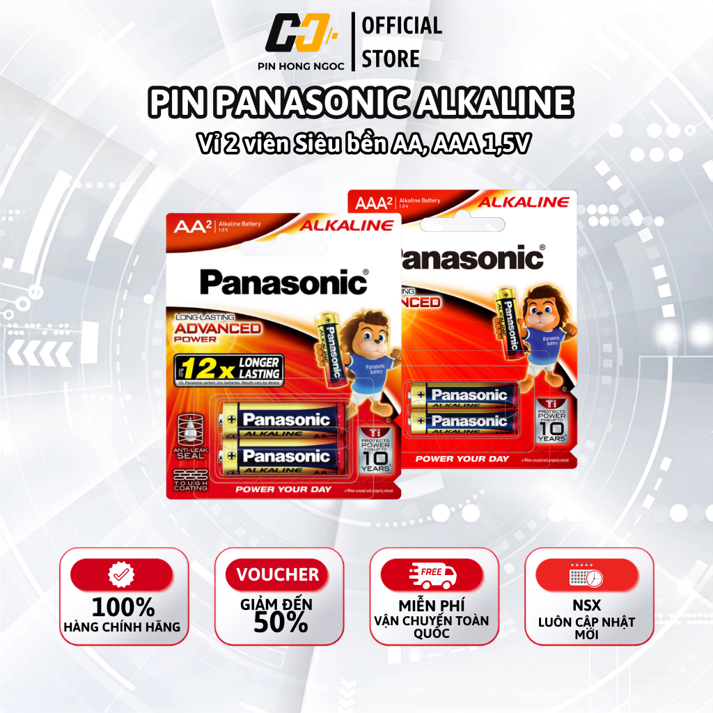 Vỉ 2 Viên Pin AA , AAA Panasonic Alkaline 1,5 V Hàng Chính Hãng