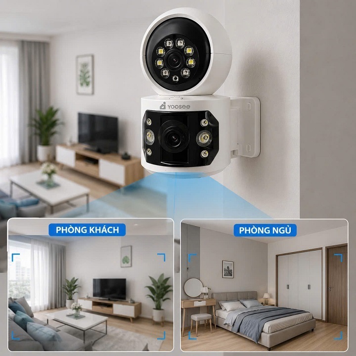 [Xả hàng] Camera 2 mắt yoosee trong nhà Smart Pro U19T zoom xa, có nút gọi, sắc nét, có màu ban đêm