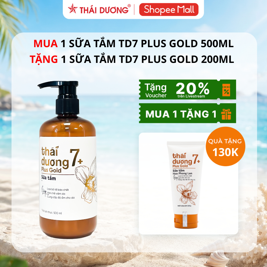 [Sale Tháng 9  ]  Sữa tắm 7 Plus GoLd 500ml Hoa Phong Lan làm sạch ,dịu da  tặng 1 sữa tắm 7 Plus Go