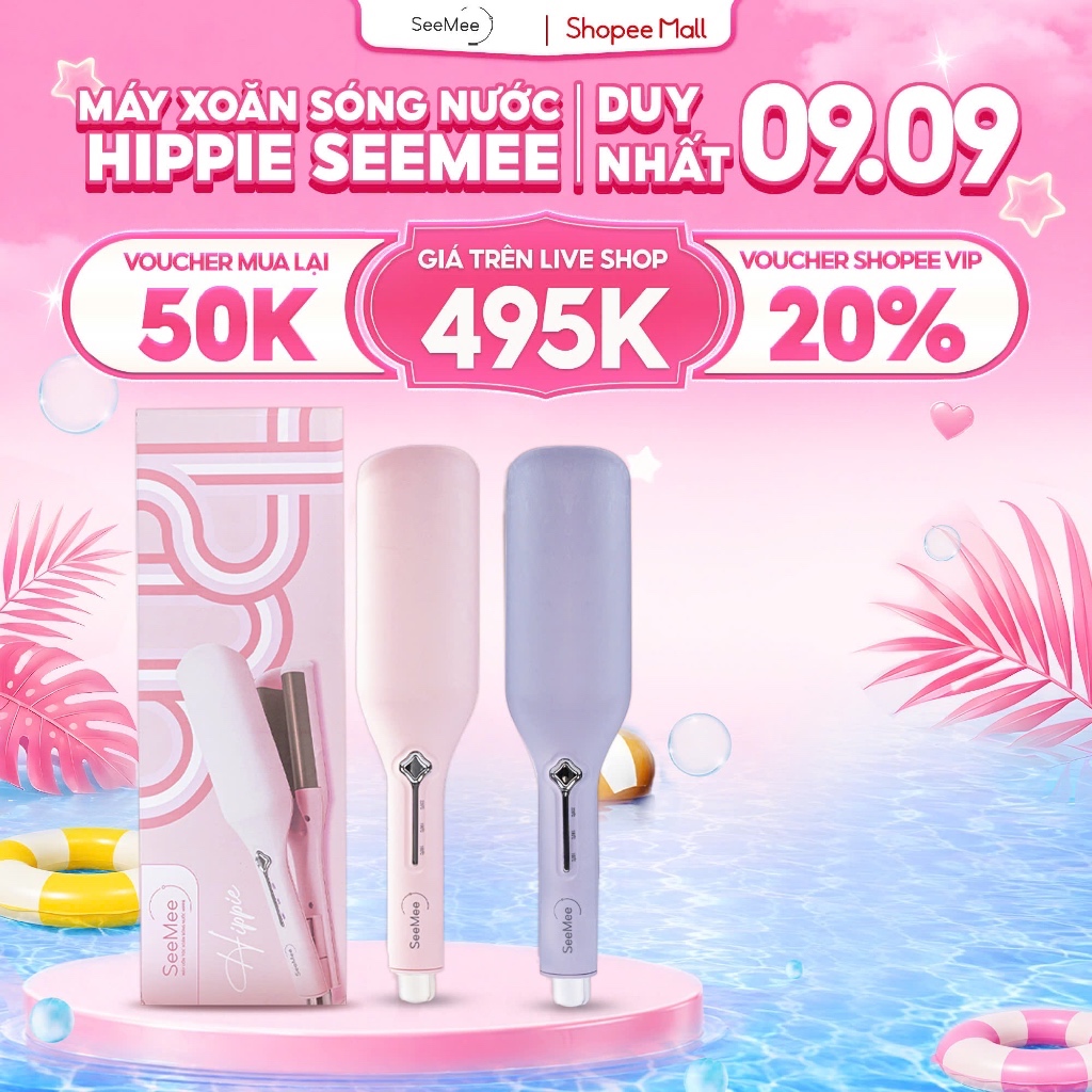 Máy uốn tóc xoăn sóng nước Hippie SeeMee,trục 32mm tóc bồng bềnh đẹp giữ nếp cho nữ, SVIP