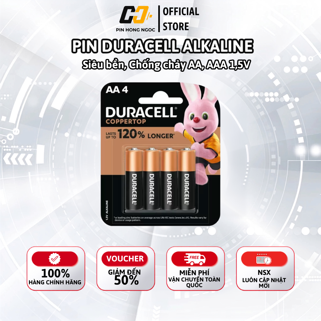 Pin AA , AAA DURACELL Alkaline Coppertop 1,5V chống chảy - Hàng chính Hãng