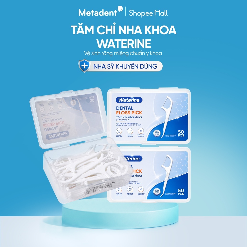 Tăm Chỉ Waterine Làm Sạch Kẽ Răng Chỉ Mảnh Tiện Dụng Vệ Sinh Răng Miệng Hằng Ngày