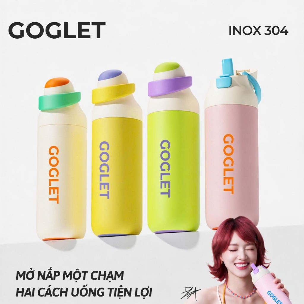 Bình Giữ Nhiệt GOGLET 750ml Inox 316 - Bình Nước Có Ống Hút, Giữ Nóng Lạnh, Chống Rò Rỉ, Bình Thể Thao Cao Cấp