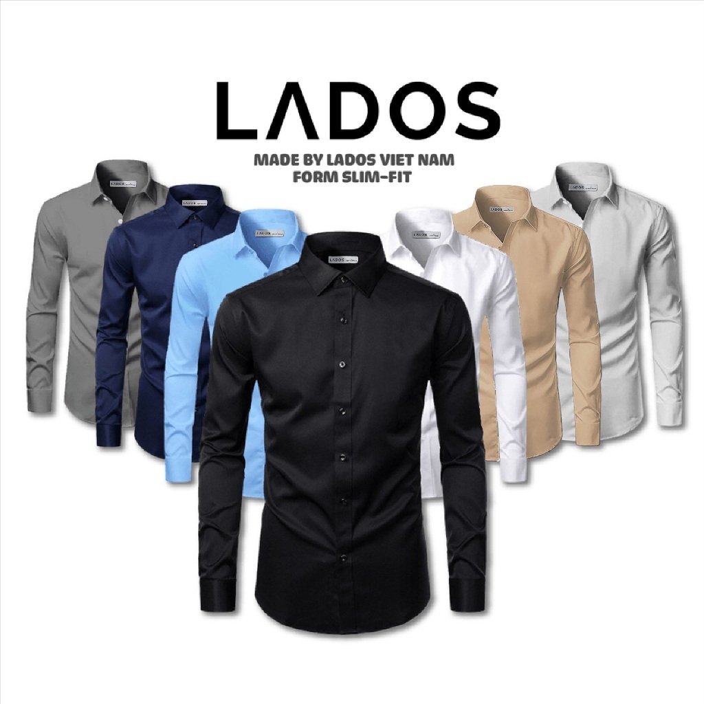Áo sơ mi nam trơn vải kate lụa mịn LADOS - 25779 chất vải thấm hút tốt - Form chuẩn công sở