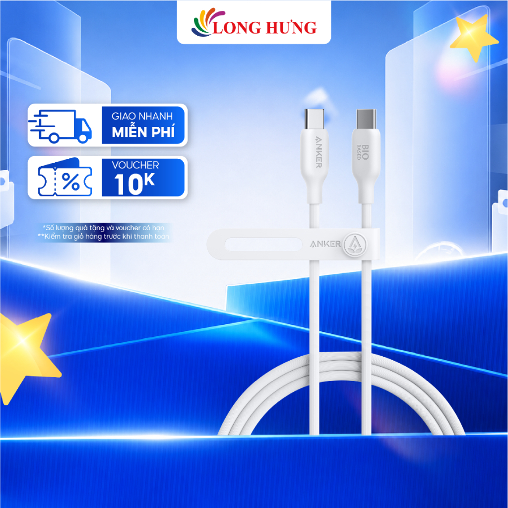 Cáp USB Type-C to Type-C Anker 544 TPE Bio-Based Cable 140W 0.9m A80F1/1.8m A80F2 - Hàng chính hãng
