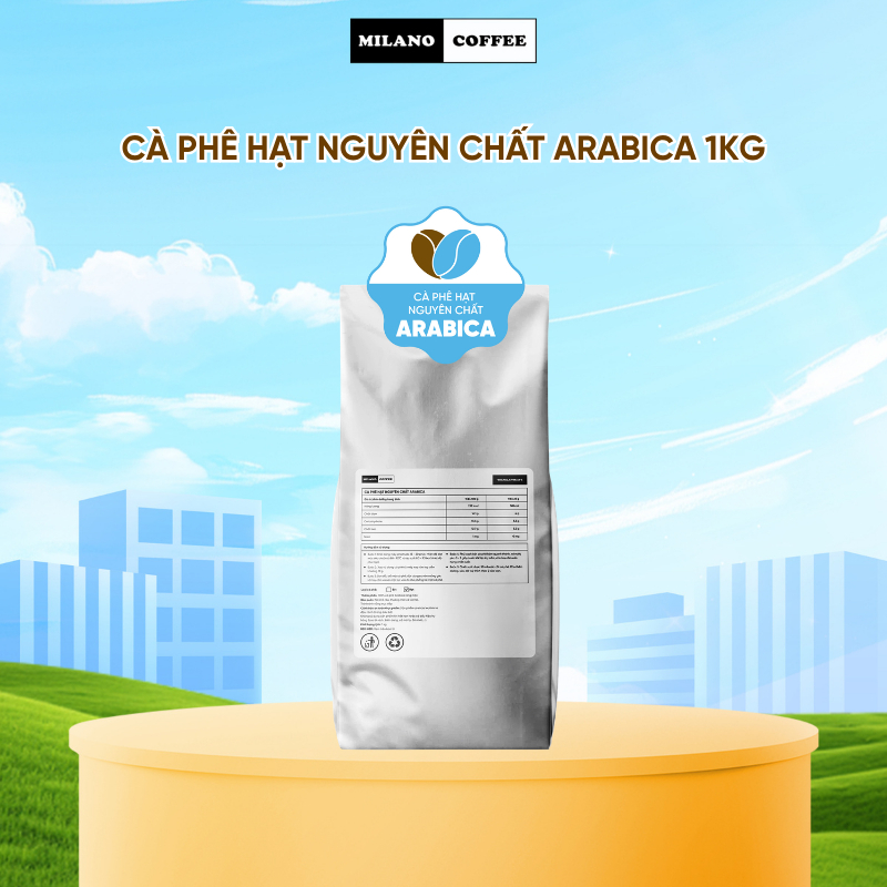 Cà phê hạt nguyên chất Arabica Milano Coffee (1kg)