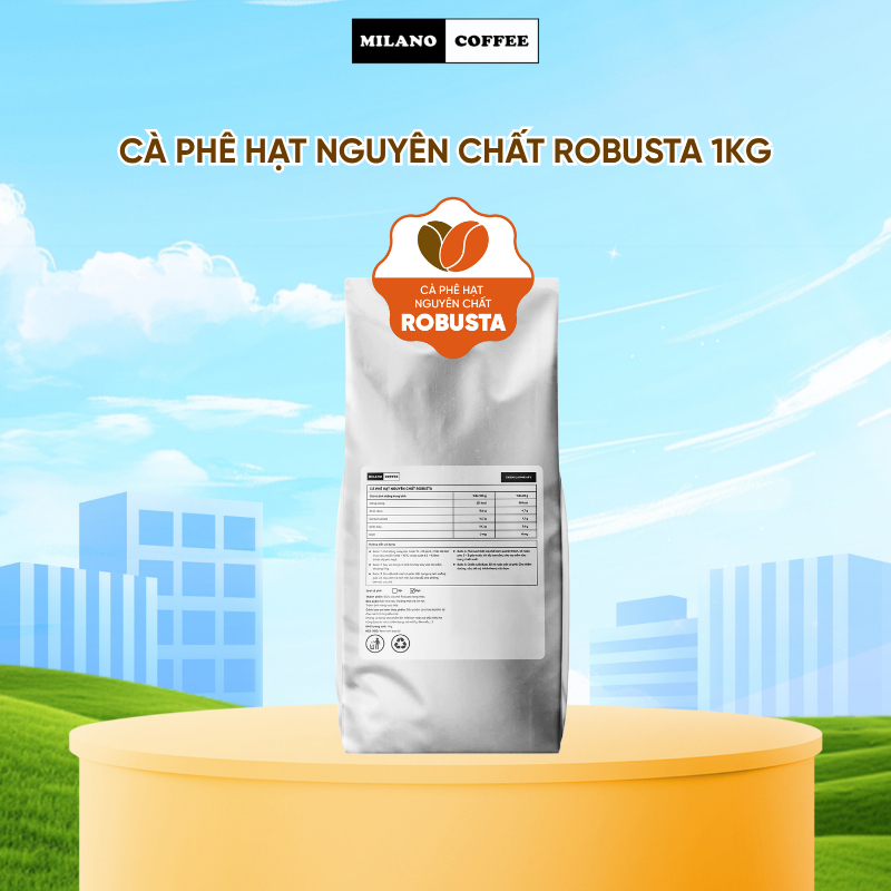 Cà phê hạt nguyên chất Robusta Milano Coffee (1kg)
