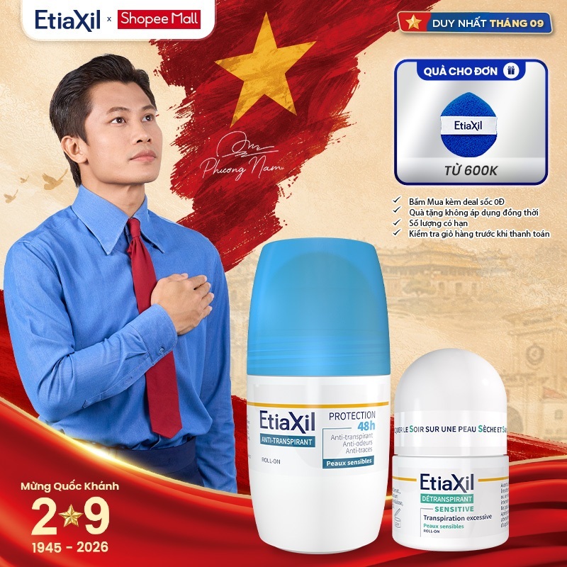 Combo Lăn Khử Mùi Etiaxil Bảo Vệ Kép 50ml và Lăn Khử Mùi Ngăn Mồ Hôi Etiaxil 15ml