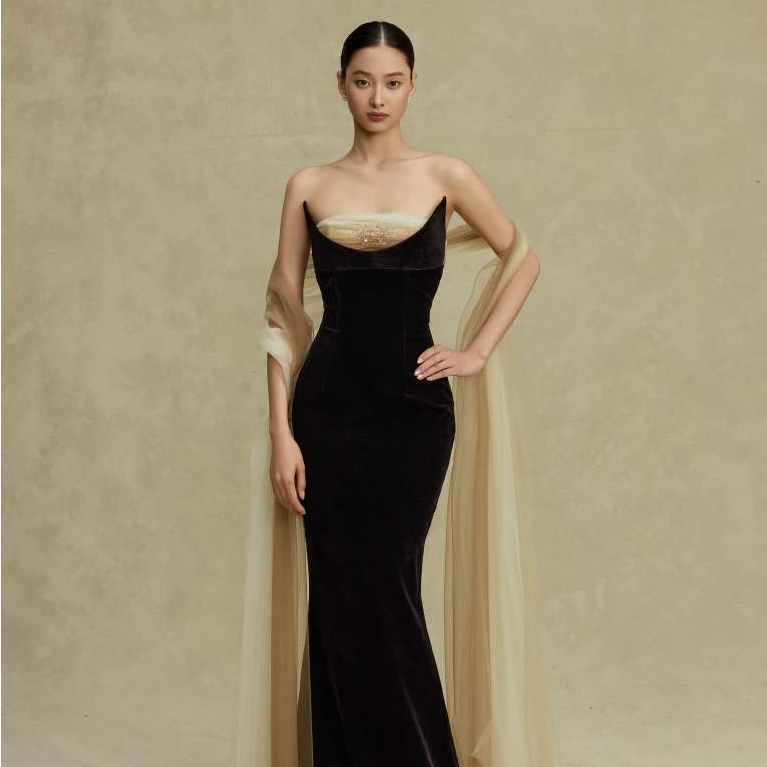 [BYDI] CLAIRE DRESS | Đầm Maxi Thiết Kế Hai Dây Cổ Đổ Phối Màu Sang Trọng, Đầm Dự Tiệc Cao Cấp