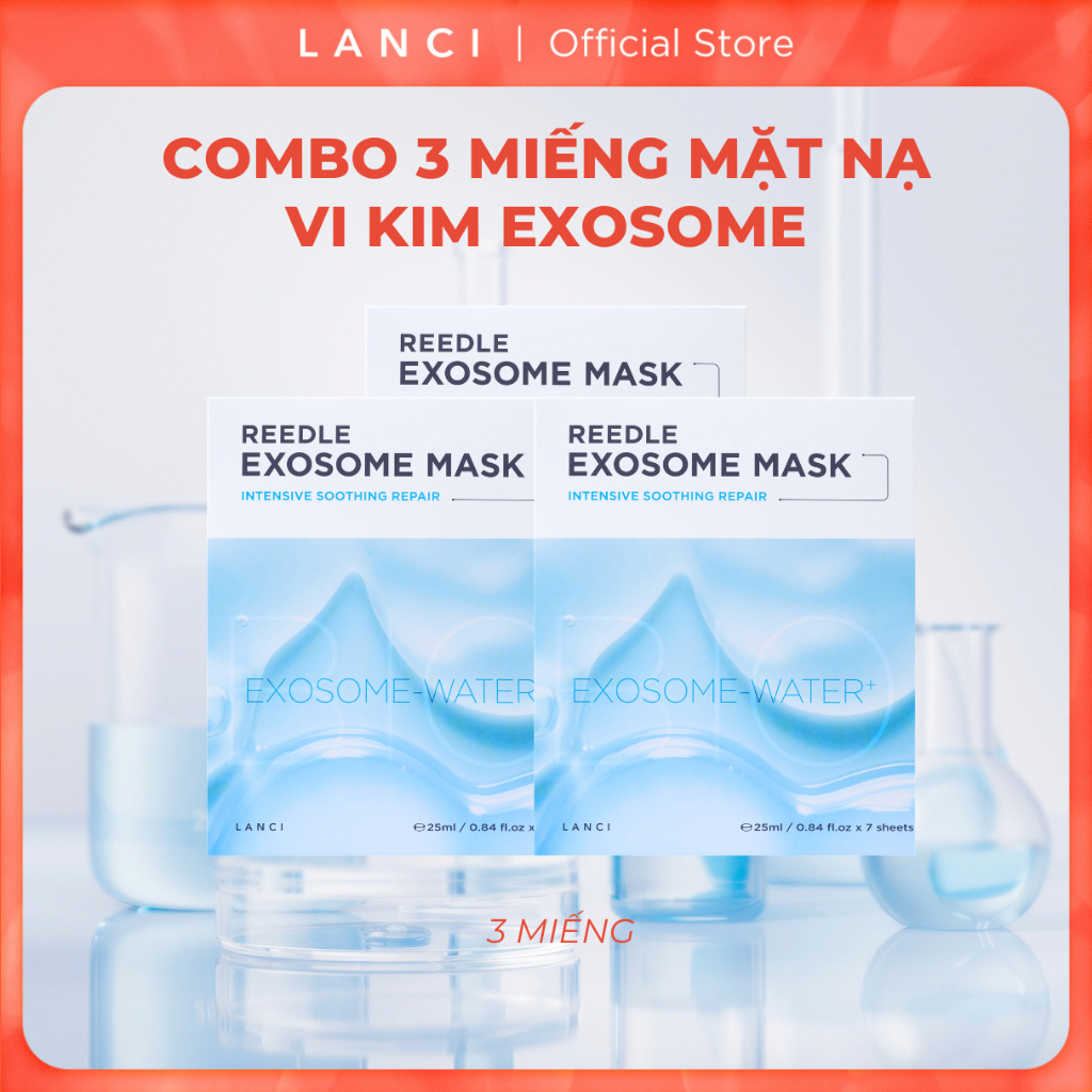 [3 miếng] Mặt Nạ Vi Kim Exosome LANCI Reedle Exosome Mask mở đường phục hồi da mềm ẩm, căng bóng