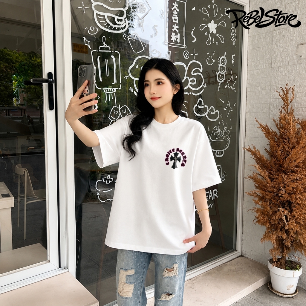 Áo Thun Choice Hearts Leather Cross Form Rộng Unisex Cotton 280GSM – REBEL STORE