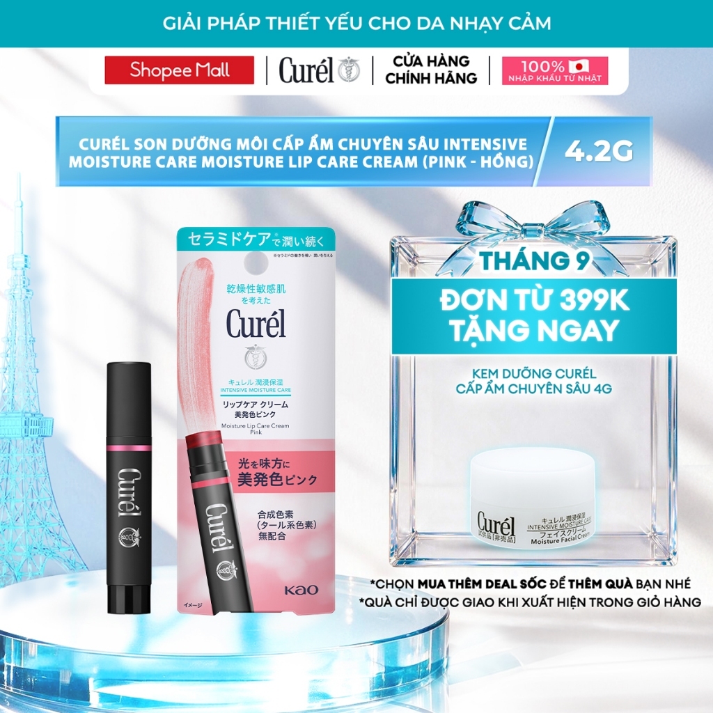Son Dưỡng Môi Cấp Ẩm Chuyên Sâu Curel Intensive Moisture Care Moisture Lip Care Cream - Hồng 4.2g