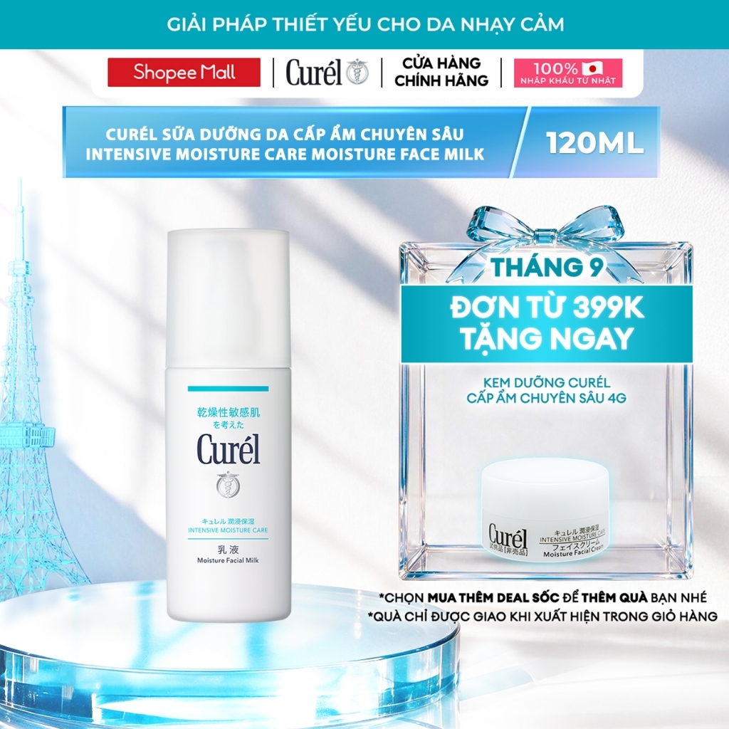 Dưỡng Da Mặt - Sữa Dưỡng Da Cấp Ẩm Chuyên Sâu Curel Intensive Moisture Care Moisture Facial Milk 120