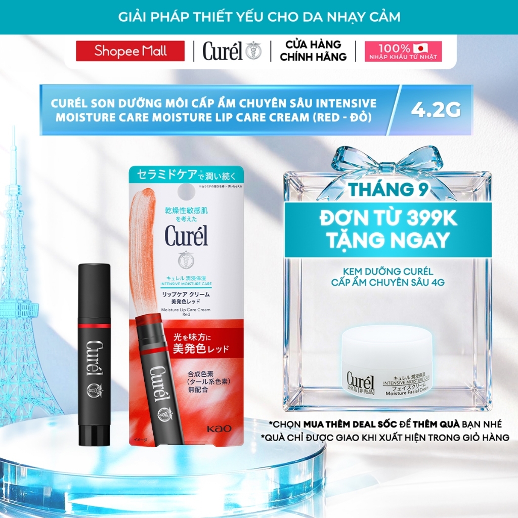 Son Dưỡng Môi Cấp Ẩm Chuyên Sâu Curel Intensive Moisture Care Moisture Lip Care Cream - Đỏ 4.2g
