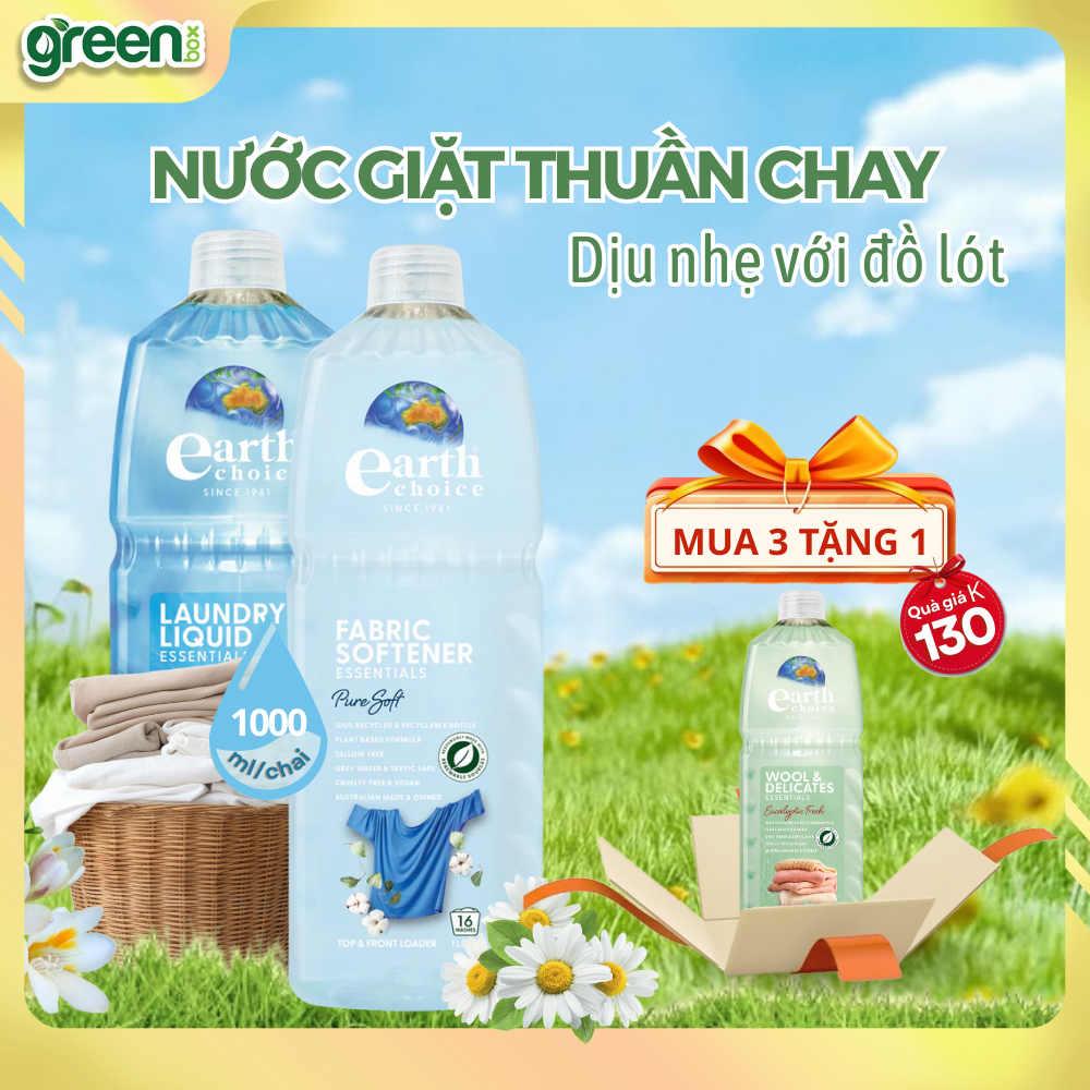 Combo Nước giặt dành cho loại vải len và Nước Xả EARTH CHOICE