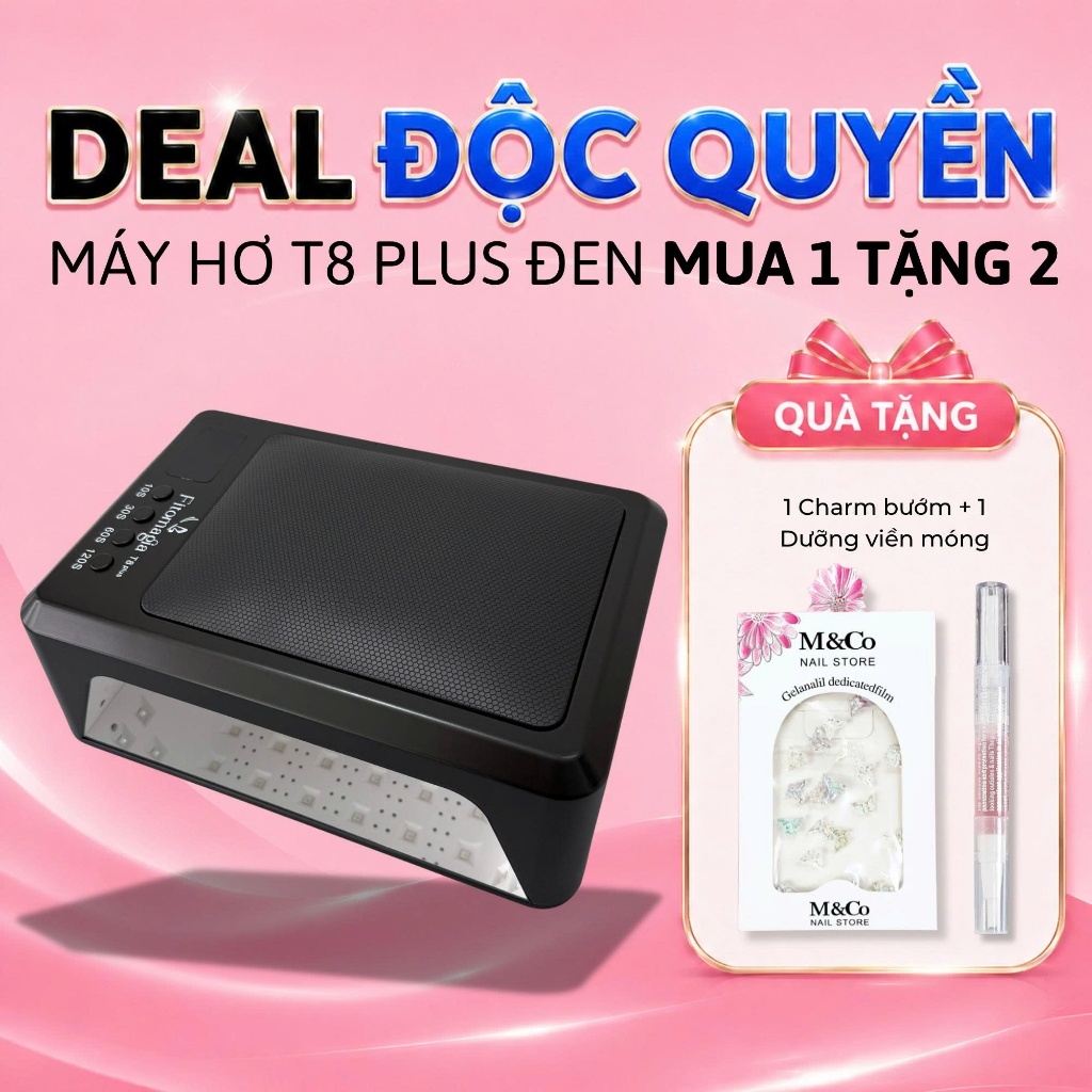 Máy hơ gel Fitomagia T8 Plus 60 bóng LED/UV, công suất mạnh 72W, hơ khô nhanh, BH 6 tháng, màu đen