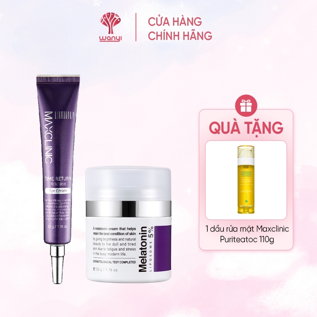 Bộ Đôi Kem Dưỡng Melatonin Cho Da Lão Hóa Maxclinic Time Return Melatonin Eye Cream 20g & Melatonin 