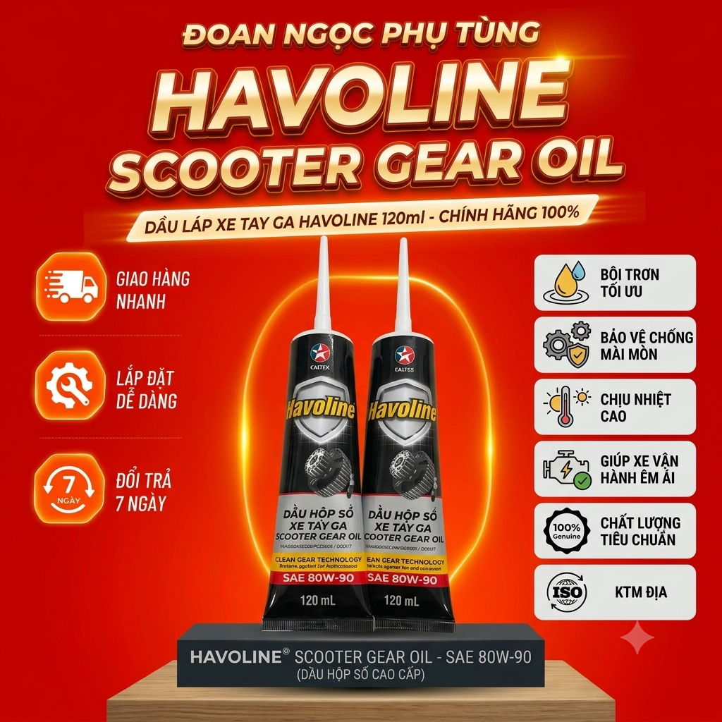 [CHÍNH HÃNG Havoline]Dầu nhớt láp / Nhớt hộp số xe tay ga Caltex Havoline Scooter Gear Plus 80W-90 (