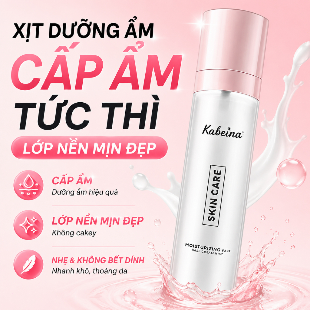 Xịt khóa nền Kabeina dưỡng ẩm giữ nền lâu mát dịu không dính lớp nền mịn màng