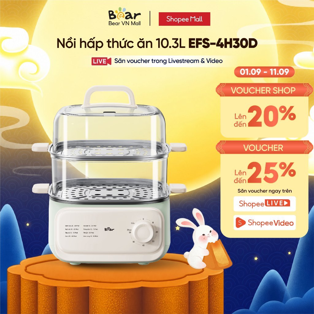 [Livestream] Nồi hấp điện đa năng Bear EFS-4H30D - Hàng chính hãng