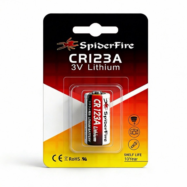 Spiderfire CR2 CR123A 3V - THIẾT BỊ Đo Sáng, Flash Máy Ảnh Film PnS, Canon,Nikon