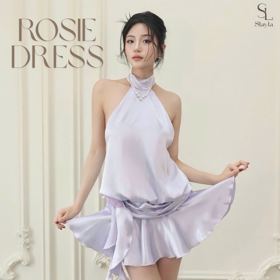 Slayla | Rosie dress | Đầm lụa cổ yếm dáng bí ngô trẻ trung thanh lịch - Tặng kèm quần bảo hộ
