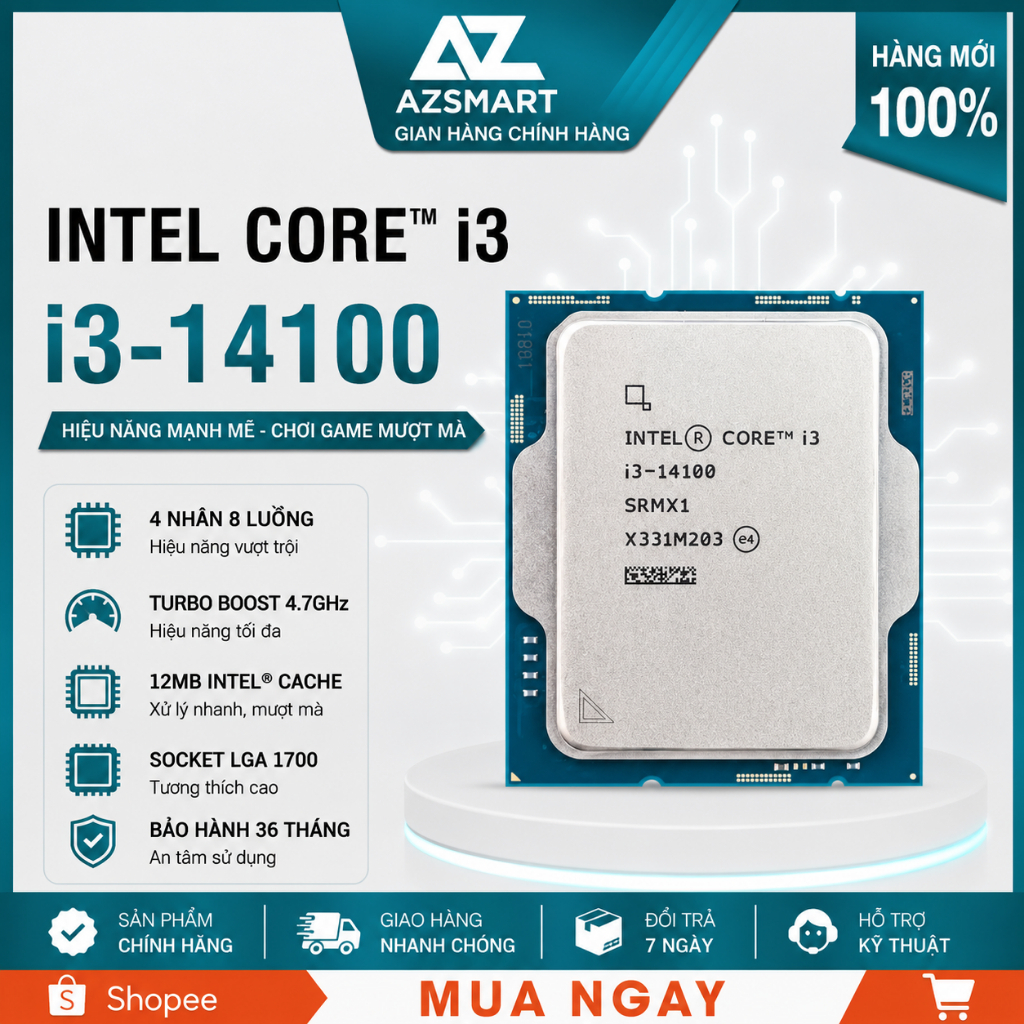 FULL VAT CPU Intel Core i3 14100 Tray NEW BH 36 THÁNG