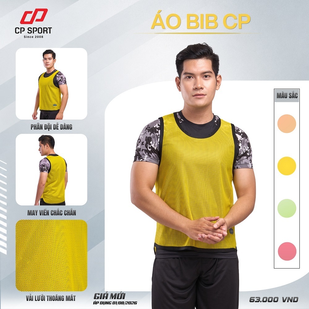 CP SPORT - Áo Bib CP - NGƯỜI LỚN, Chất vải lưới thoáng mát, thấm mồ hôi, thoát nhiệt nhanh