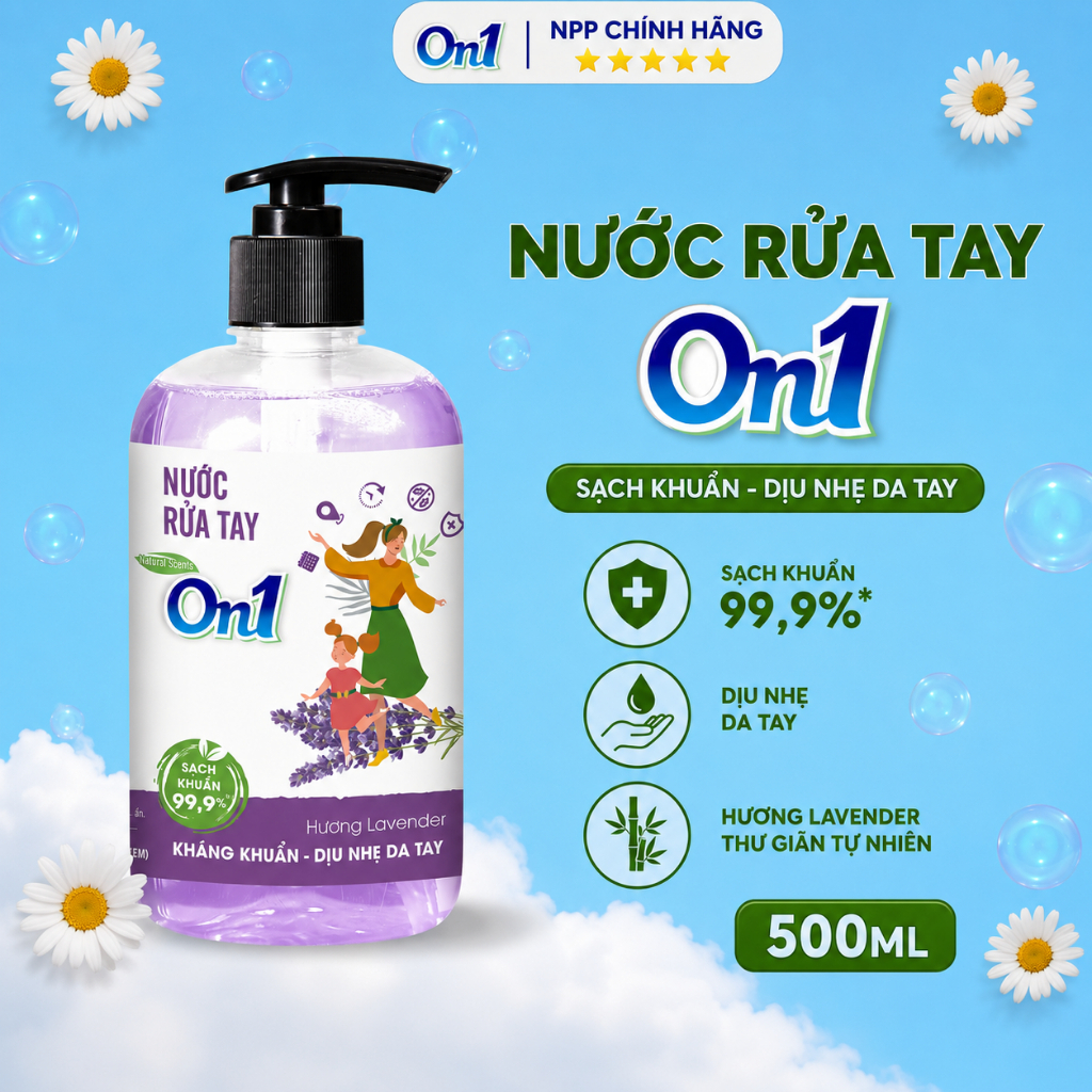 COMBO 2 CHAI NƯỚC RỬA TAY SẠCH KHUẨN ON1 500ML HƯƠNG LAVENDER - ON1 VIỆT NAM