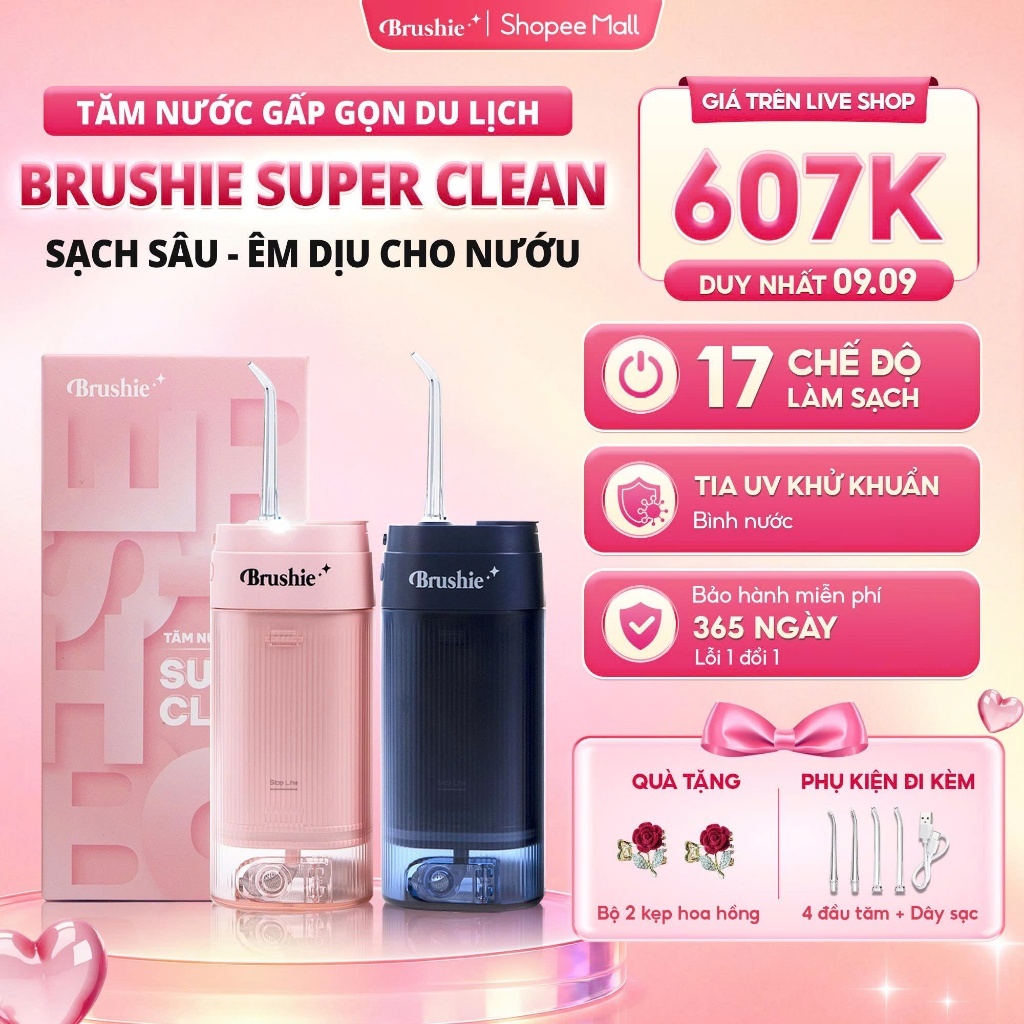 [ShopeeVIP] Tăm Nước Brushie Super Clean Vệ Sinh Răng Miệng Cho Người Niềng Răng, Flossie Gấp Gọn Du