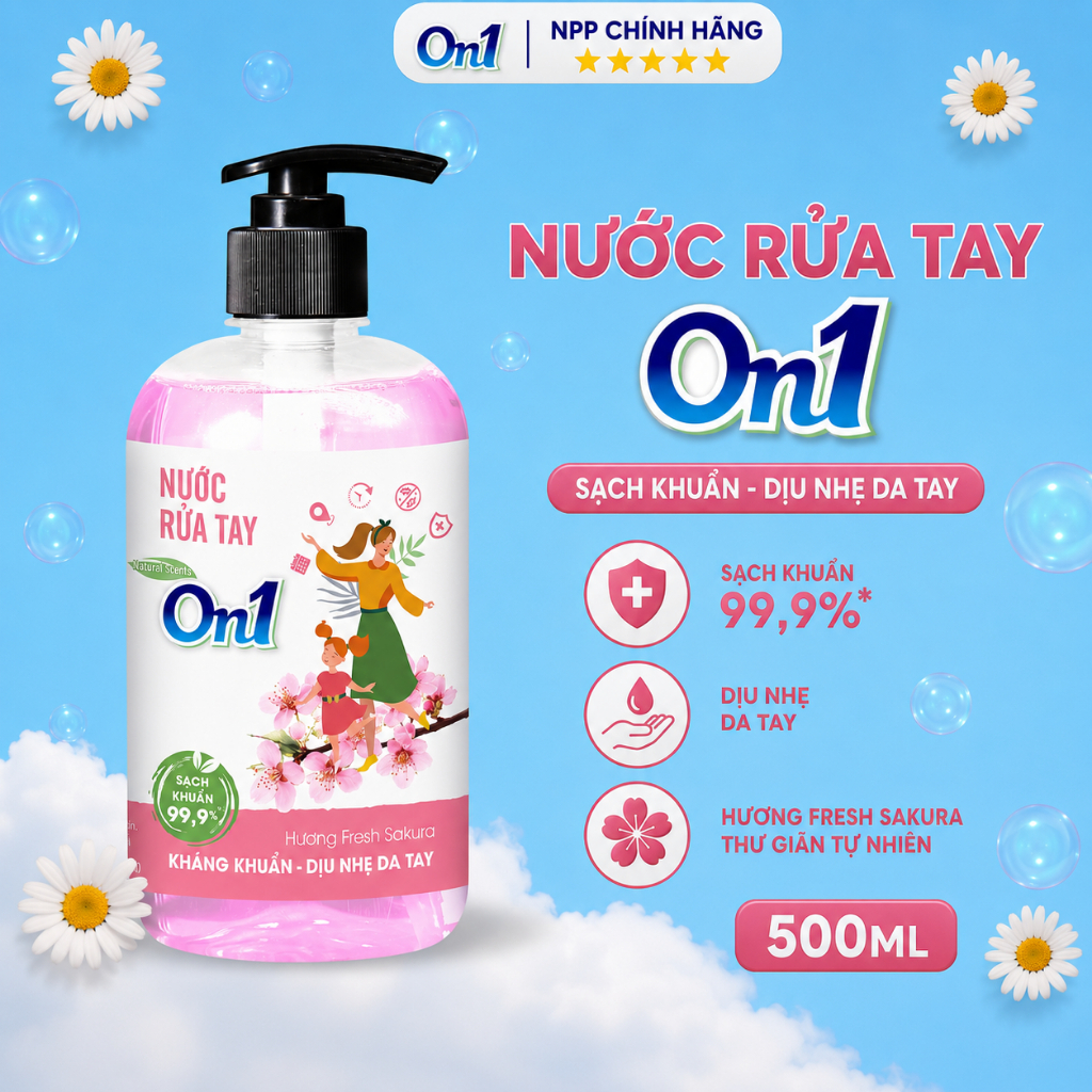 Nước Rửa Tay ON1 Hương Sakura Kháng Khuẩn Dịu Nhẹ Da Tay