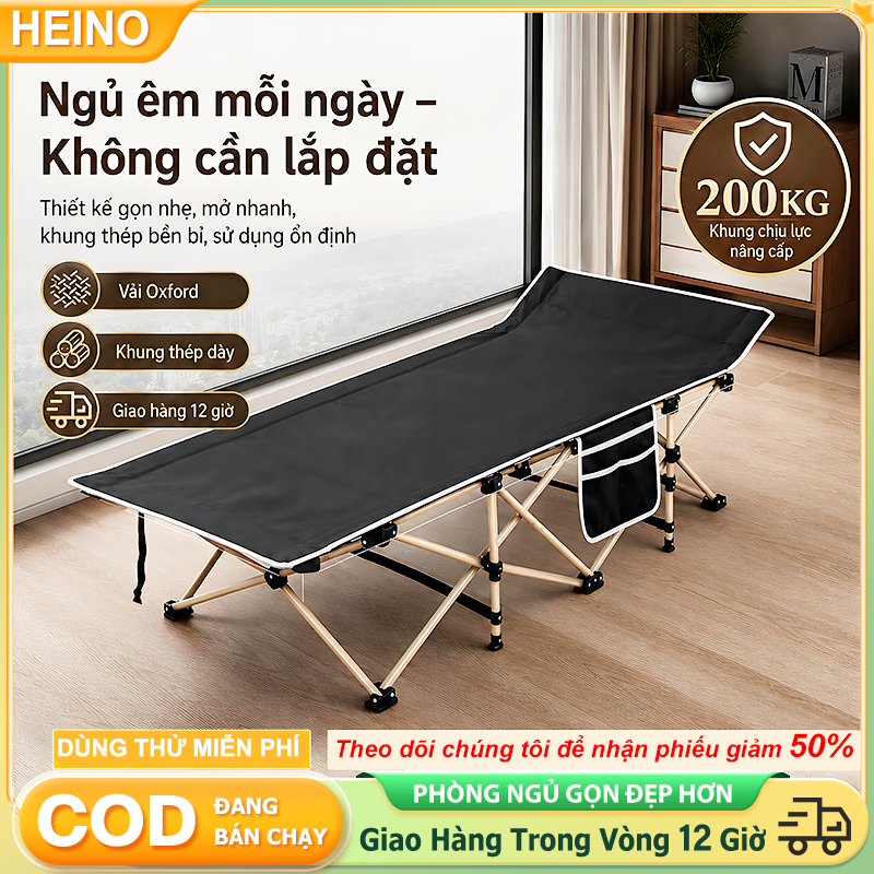 HEINO Giường Ngủ Gấp Gọn 190cm Màu Xám Cho 1 Người Tiết Kiệm Diện Tích Phòng Trọ Và Phòng Nhỏ