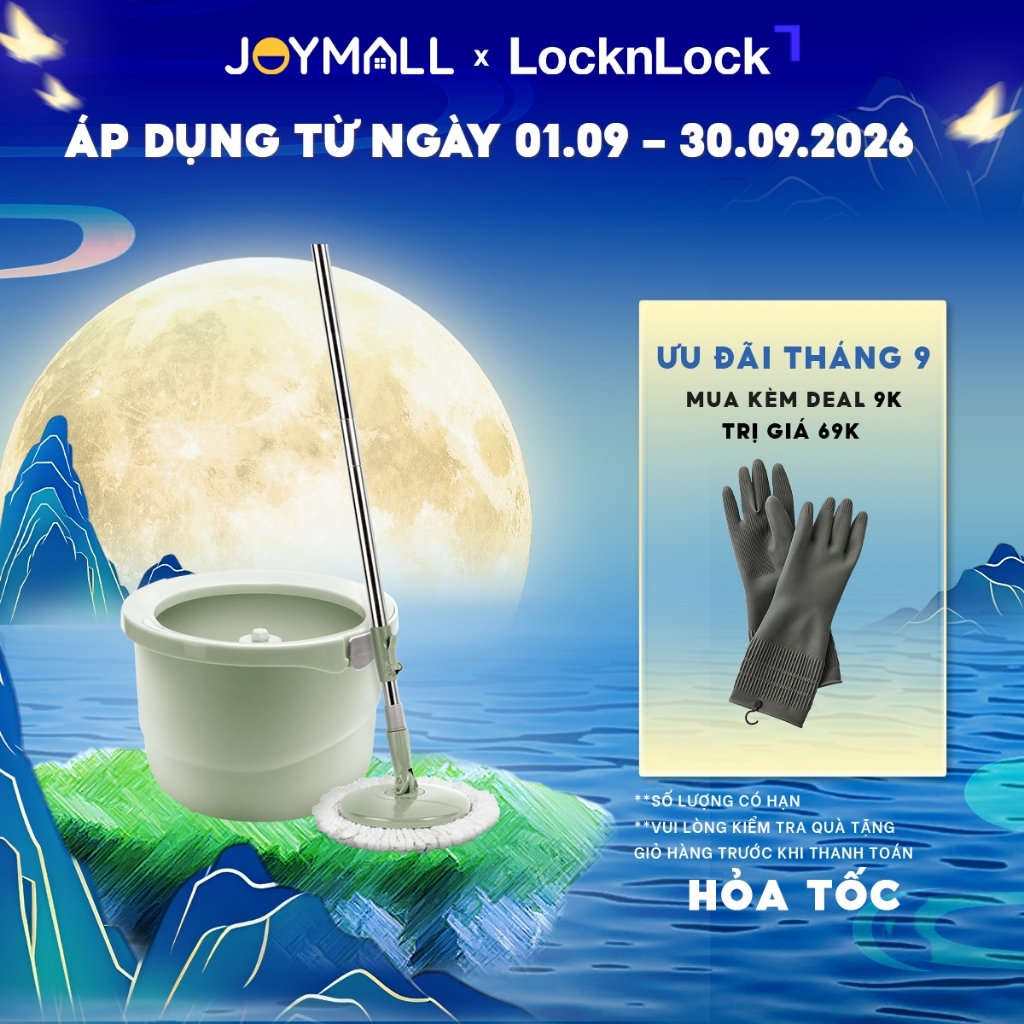 Bộ Cây Lau Nhà LocknLock Tự Vắt, 360 Độ Kèm bông lau ETM498MITS2, Hàng Chính Hãng - JoyMall