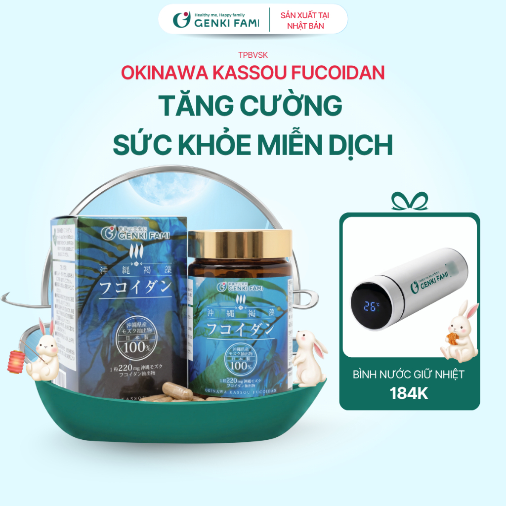 TPBVSK Fucoidan Okinawa Genki Fami Nhật Bản, Hỗ Trợ Phòng Ngừa Ung Bướu, Tăng Cường Đề Kháng, Miễn D