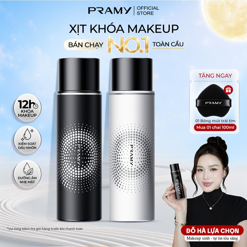 [KOL] PRAMY Xịt Khoá Trang Điểm Giữ Lớp Makeup Lâu Trôi Kiềm Dầu Dưỡng Ẩm Setting Spray 100ml