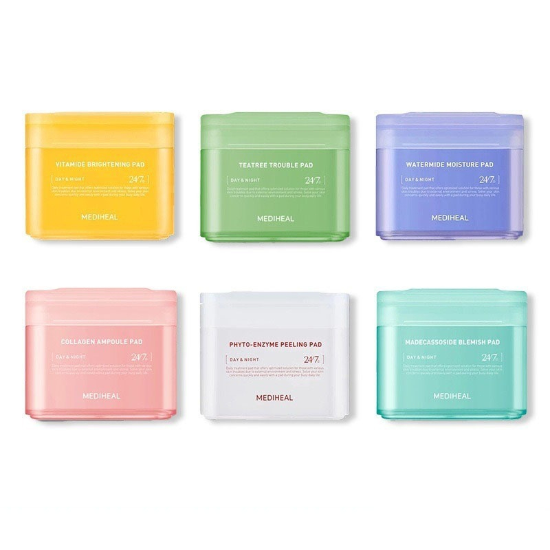 Toner Pad MEDIHEAL Làm Dịu Nhanh/ Cấp Ẩm/ Làm Sáng Da/ Tẩy Tế Bào Chết 180 ml 100 miếng