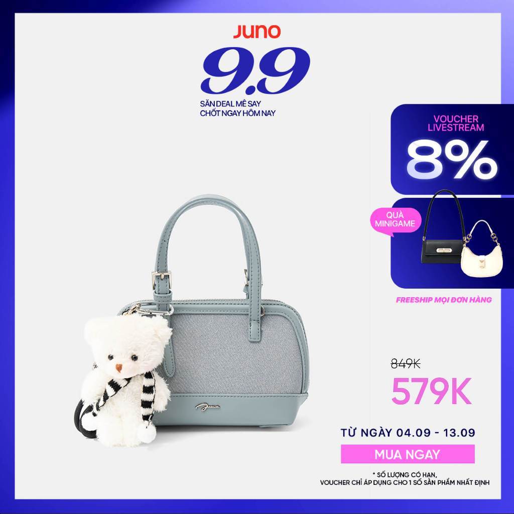 Túi Xách Nữ Thời Trang JUNO Cỡ Nhỏ Form Bowling Phối Charm TXN975