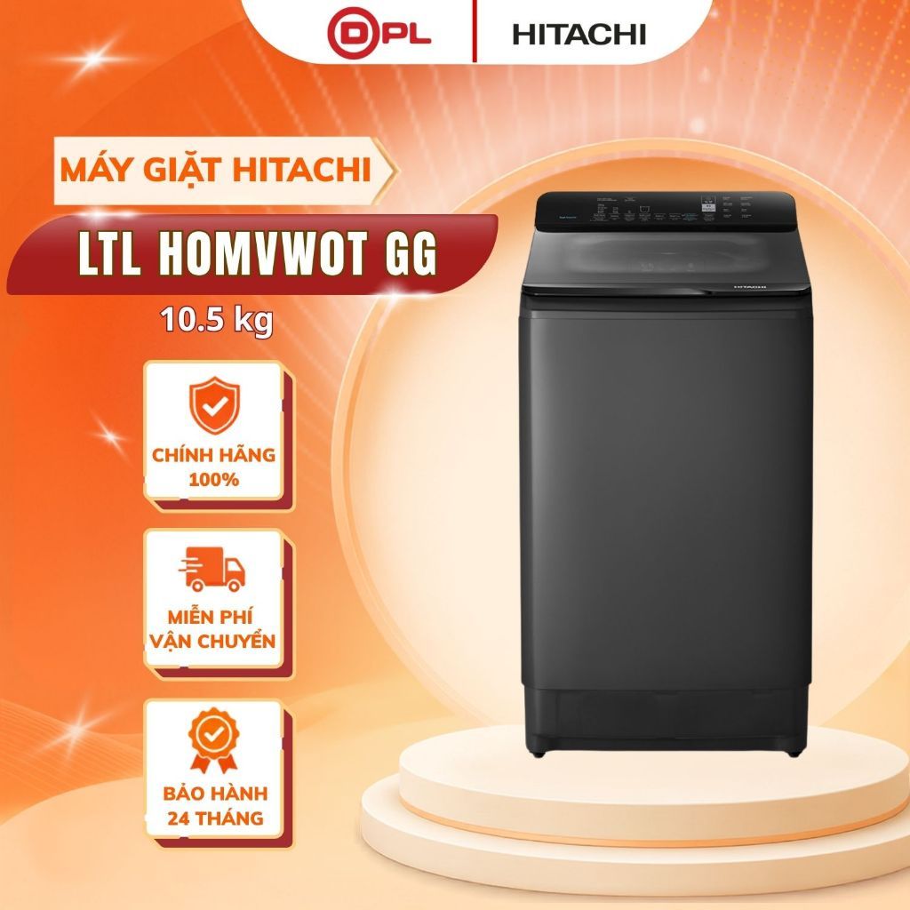 Máy Giặt Hitachi Cửa Trên 10.5kg Inverter Dual Waterfall LTL H0MVW0T GG
