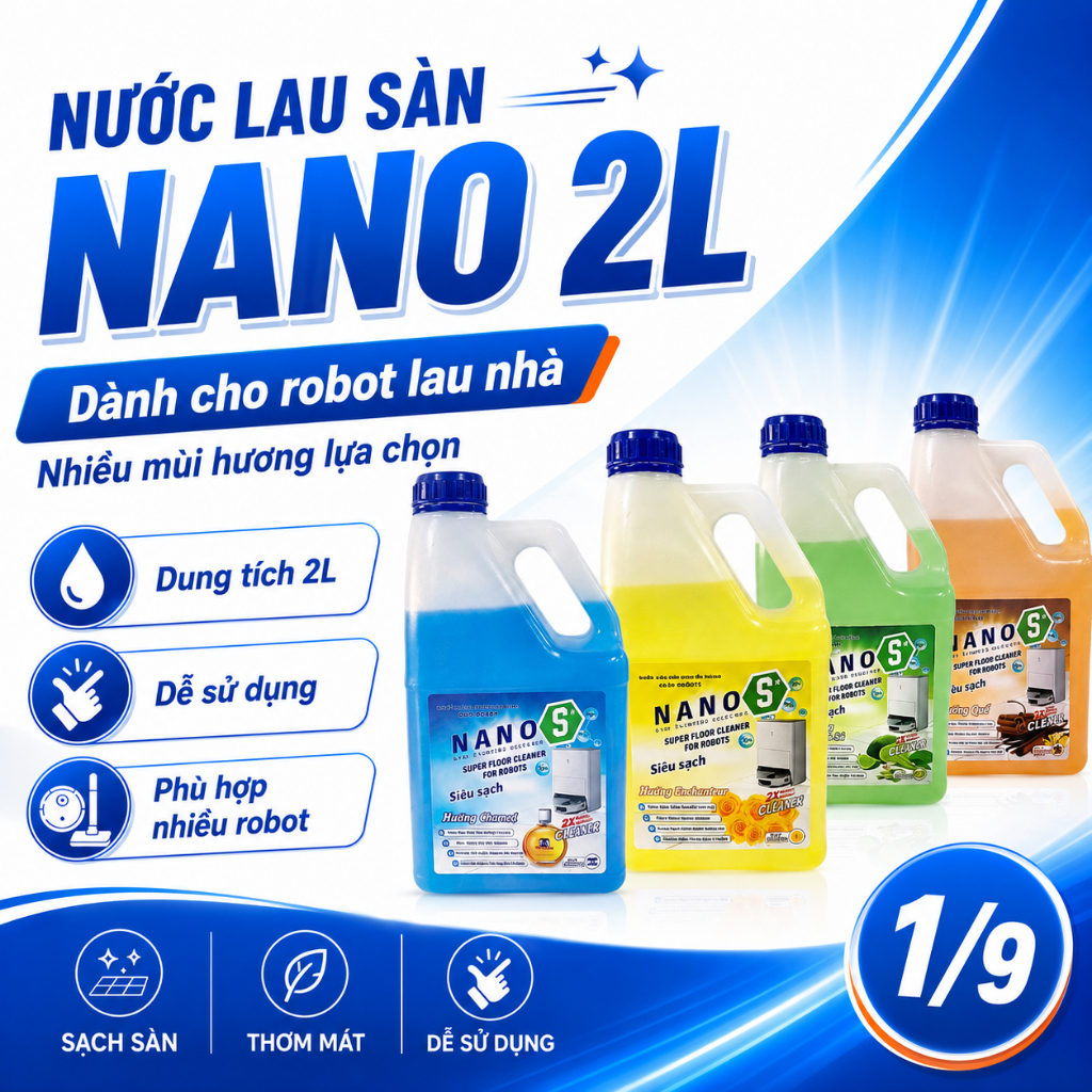 Nước lau sàn Cao Cấp NANO S dành riêng cho Robot lau nhà ECOVACS DEEBOT / ILIFE / XIAOMI / LIECTROUX