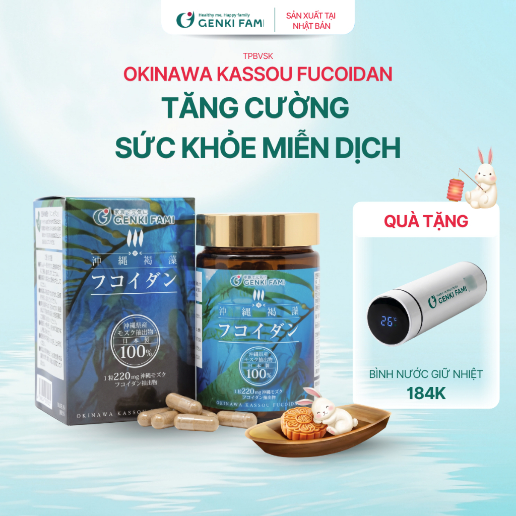 TPBVSK Fucoidan Okinawa Genki Fami Nhật Bản Tăng Cường Đề Kháng, Hạn Chế Oxi Hóa, Nâng Cao Sức Khỏe 