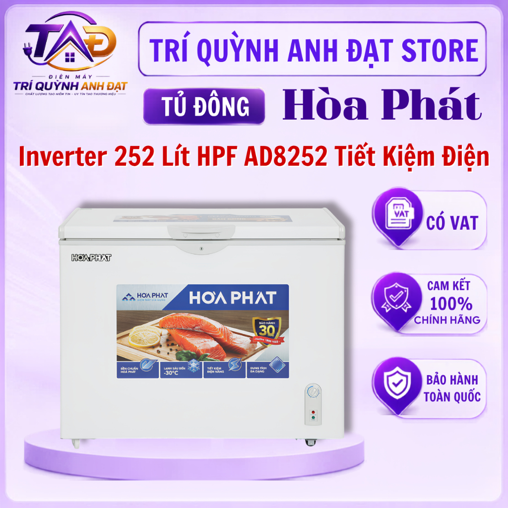 Tủ Đông Hòa Phát Inverter 252 Lít HPF AD8252 Tiết Kiệm Điện Bảo Hành 24 Tháng Tại Nhà