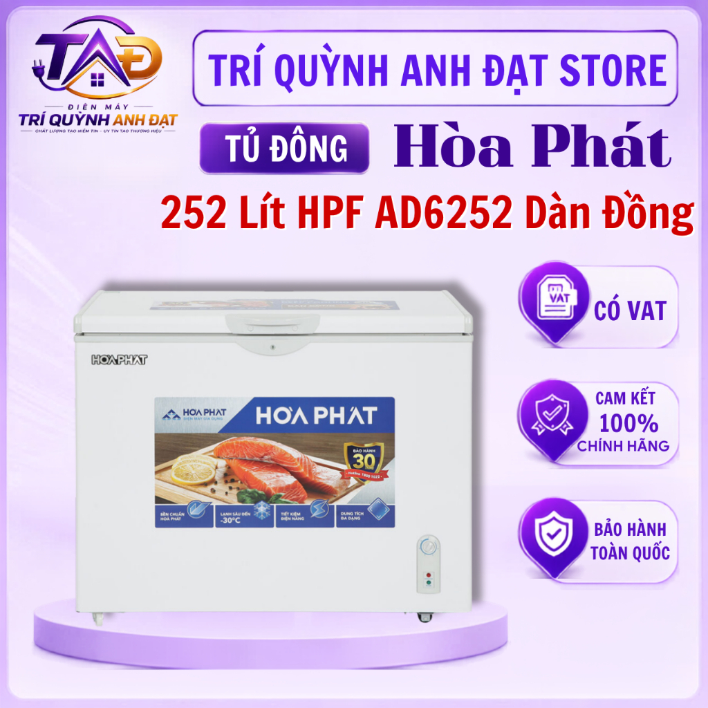 Tủ đông Hòa Phát 252 Lít HPF AD6252 Dàn Đồng Đông Nhanh Bảo Hành 24 tháng Tại Nhà