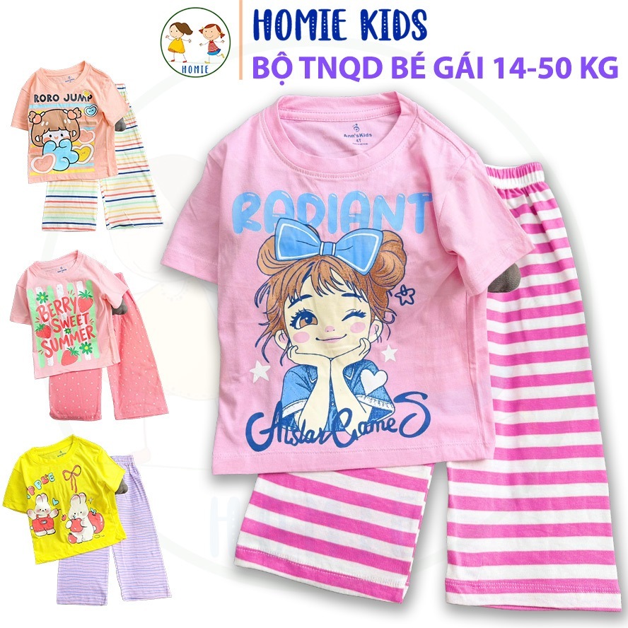 Đồ bộ bé gái 14-50 kg set quần áo trẻ em cotton TNQD mặc mát in hoạt hình công chúa đẹp cá tính dễ t