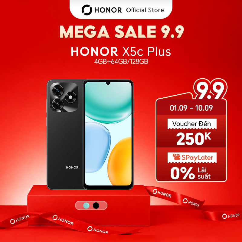 [NEW] Điện Thoại Honor X5c Plus 4GB + 64/128GB | Pin 5260mAh | Media Tek Helio G81 | Bảo hành 18 Thá