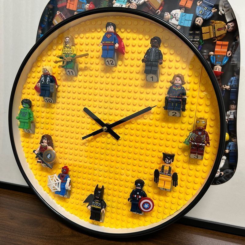 (Mới về) Đồng hồ treo tường DIY phòng trẻ em tương thích với Lego, trang trí đồng hồ, sắp xếp sáng