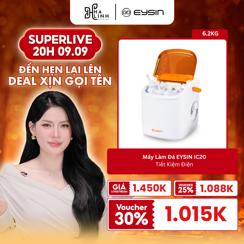 [VÕ HÀ LINH x EYSIN] Máy làm đá EYSIN IC20 Máy làm đá viên thông minh di động nhanh dành cho gia đìn