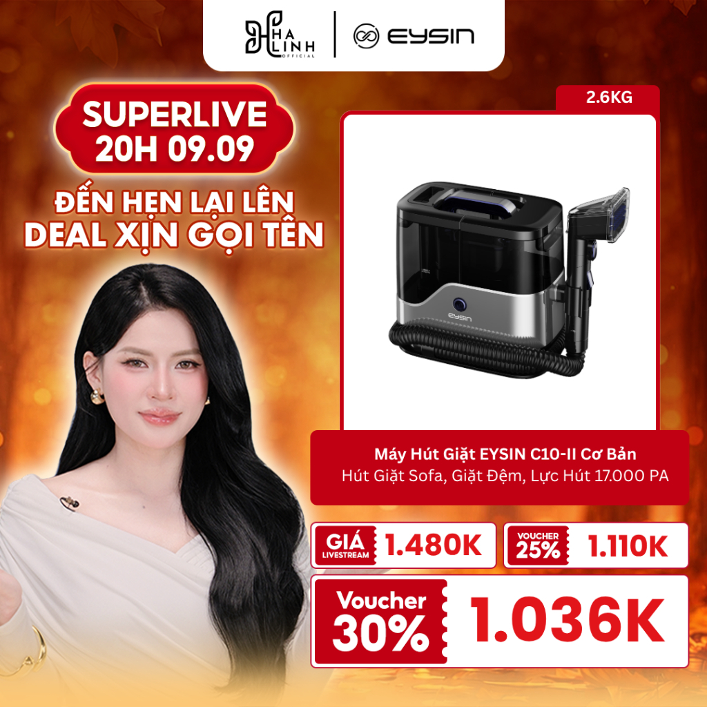 [VÕ HÀ LINH x EYSIN] Máy Giặt Ghế Sofa Cầm Tay EYSIN C10II Hút Giặt Đệm Nệm Diệt Khuẩn99% Loại Bỏ Vế