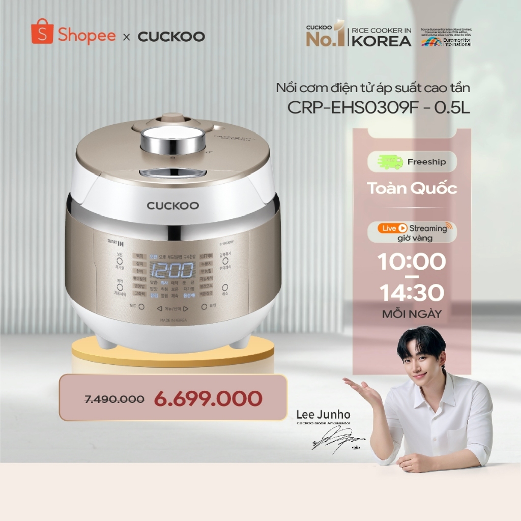 Nồi Cơm Điện Tử Áp Suất Cao Tần Mini 0.5L CRP-EHS0309F/WHGOVNCV- Bản Quốc Tế - Hàng chính hãng Cucko